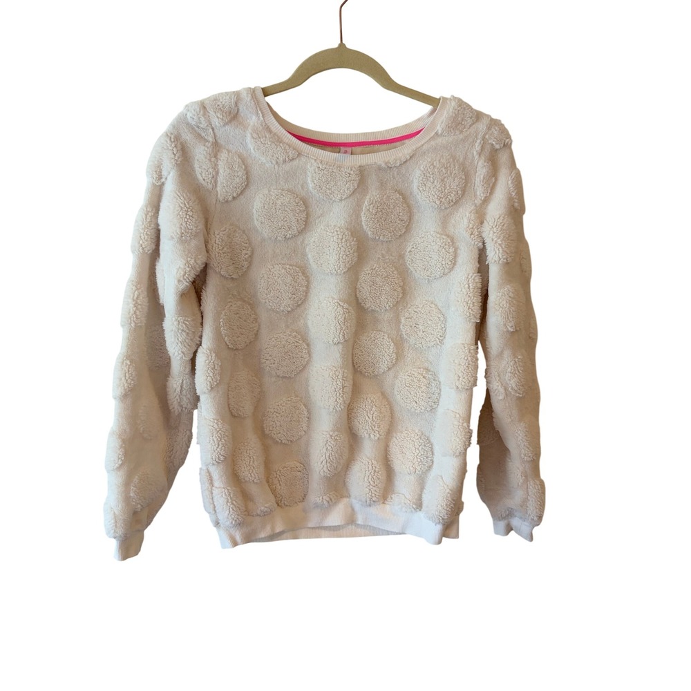 Xhilaration Cream 3D Textured Polka Dot Sweatshirt Kids XL 14/16 Fits Women XS